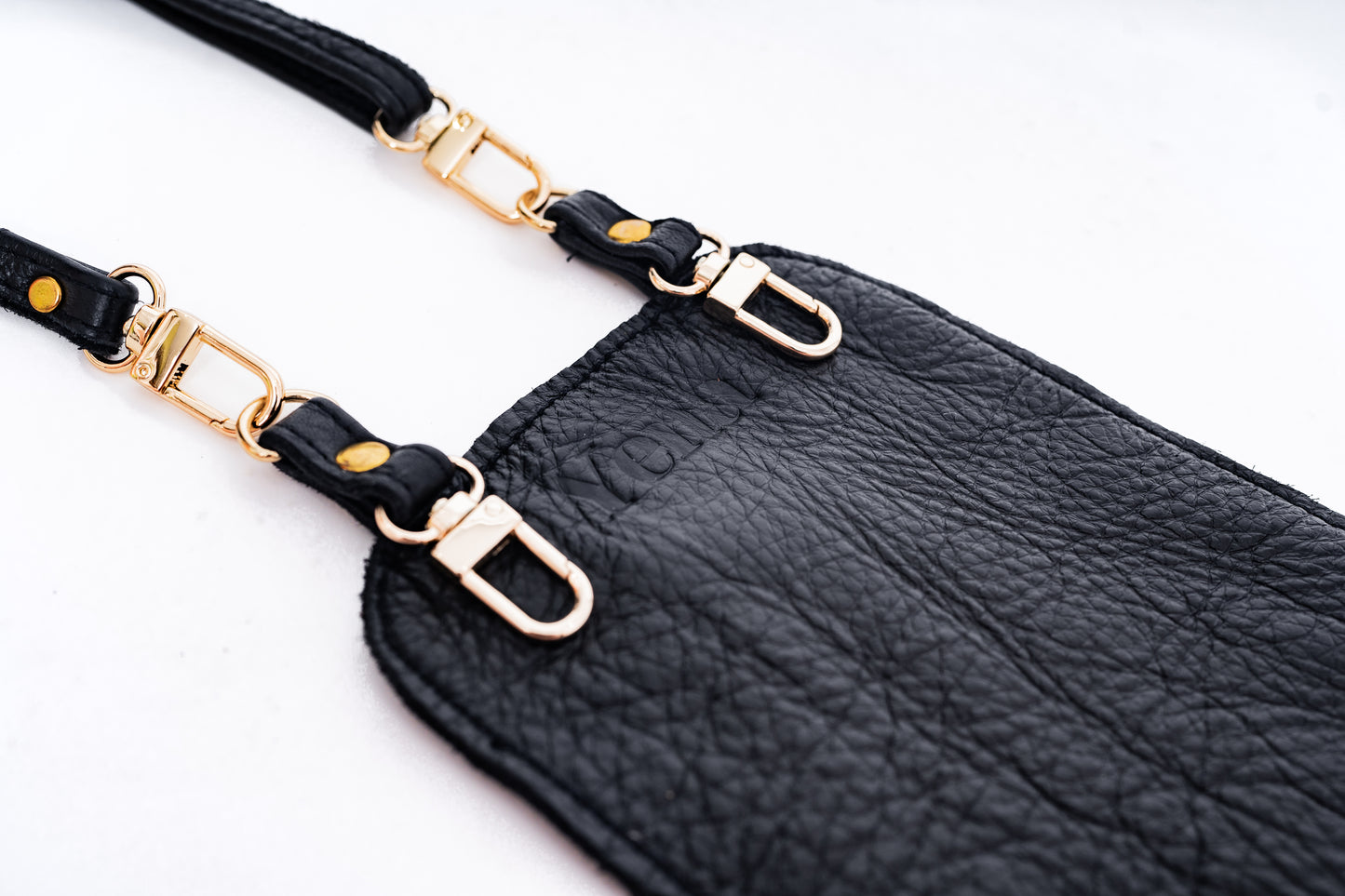 Yena Leather Purse & Strap - Black